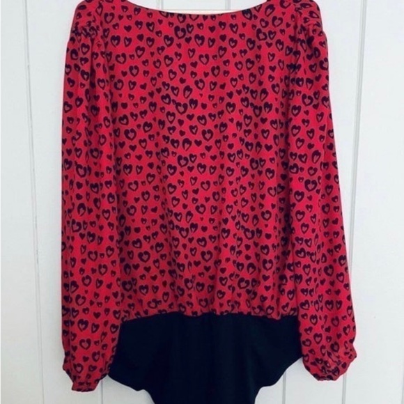 New-City Chic red black One piece lowcut Bodysuit Blouse Top plus 18/M - Picture 2 of 12